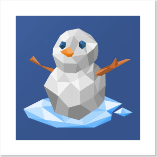 Snowman Low Poly Art Posters and Art